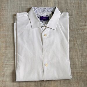 Tallia Button Up Long Sleeve 100% Cotton White Oxford shirt XL 17.5" Neck